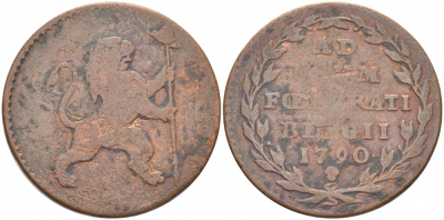 Австрийские Нидерланды 2 лиарда 1790 KM 45 медь 4127-244