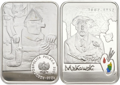 Польша 20 злотых 2005 Польские художники XIX-XX вв. Тадеуш Маковский, цветная эмаль KM 542 серебро PROOF 1090-3-12