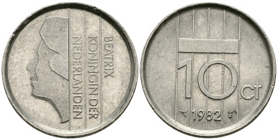 Нидерланды 10 центов 1982 Беатрикс (1980-2013) KM 203 никель 96-567