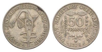 Западная Африка (BCEAO) 50 франков 1978 KM 6 медно-никель 4611-316