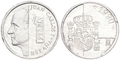 ИСПАНИЯ 1 ПЕСЕТА 1990 ХУАН КАРЛОС I ( 1975-) KM 832 алюминий 3309-952