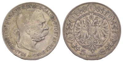 Австрия 5 крон 1900 Франц Иосиф I (1848-1916) KM 2807 серебро 413-334
