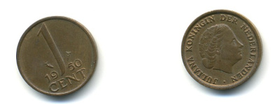 НИДЕРЛАНДЫ 1 ЦЕНТ 1950 ЮЛИАНА KM 180 бронза 4364-513