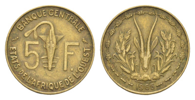Западная Африка (BCEAO) 5 франков 1965 Центральный банк государств Западной Африки KM 2a медь алюминий никель 4643-738