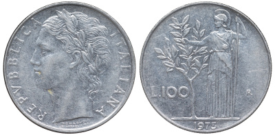 Италия 100 лир 1973 R KM 96.1 нержавеющая сталь 4144-112