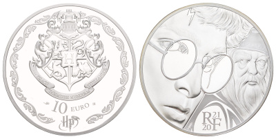 Франция 10 евро 2021 Гарри Поттер - Гарри Потер и Альбус Дамблдор, в оригинальной упаковке, с сертификатом, тираж 5.000 экземпляров KM 2963 серебро PROOF 8-2-01-45