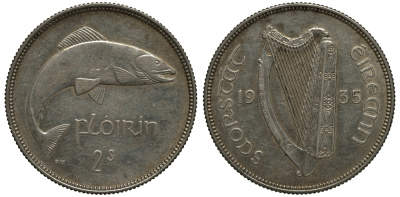 Ирландия 1 флорин 1935 лосось KM 7 серебро 272-1723