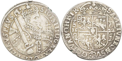 Польша орт (18 грошей - 1/4 талера) 1622 Сигизмунд III Ваза (1587-1632), вес 7,31 гр. KM 37, Kopiski 1278, Gumowski 1176 серебро 1517-914