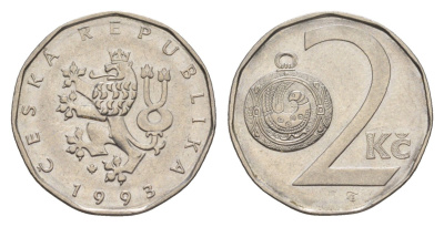 Чехия 2 кроны 1993 KM 9 сталь плакированная никелем 4392-933