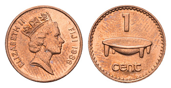Фиджи 1 цент 1986 редкий год KM 49 бронза UNC 5010-1612