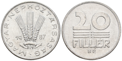 Венгрия 20 филлеров 1987 Народная Республика (1949-1989) KM 573 алюминий 259-214