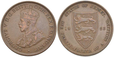 Джерси 1/24 шиллинга 1923 Георг V (1910-1936) KM 11 бронза 3996-823