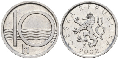 Чехия 10 геллеров 2002 KM 6 алюминий 4152-813