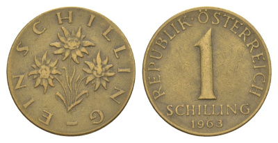 Австрия 1 шиллинг 1963 KM 2886 алюминиевая бронза 4633-934