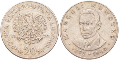 Польша 20 злотых 1976 Марсель Новотко Y 69 медно-никель 4122-1035