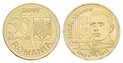 Румыния 50 бань (бани) 2010 100 лет первому полету Аурела Влайка KM 259 никель латунь UNC 4662-255