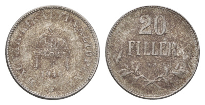 Венгрия 20 филлеров 1916 KB, Карл I (1916-1918) KM 498 железо 4664-1125