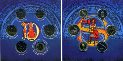 Венгрия набор из 6 монет + жетон 2014 первая венгерская монета, официальный выпуск, в оригинальном картонном буклете, тираж 3000 экз. BUNC 00-00