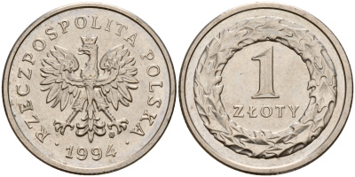 Польша 1 злотый 1994 MW KM 282 медно-никель    4161-1043