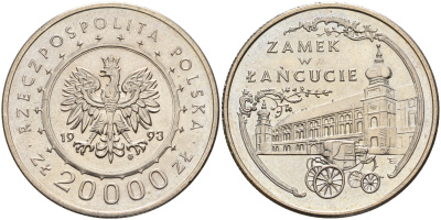 Польша 20000 злотых 1993 Замок Любомирских в Ланьцуте KM 244 медно-никель  UNC  4157-313