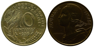 ФРАНЦИЯ 10 САНТИМОВ 1979 ТИП MARIANNE KM 929 медь алюминий никель 4381-627