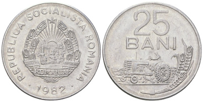 Румыния 25 бань (бани) 1982 KM 94a алюминий 218-457