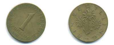АВСТРИЯ 1 ШИЛЛИНГ 1963 KM 2886 алюминиевая бронза 83-415