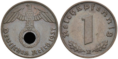 Германия 1 рейхспфенниг 1937 E KM 89, J 361 бронза 4136-1222