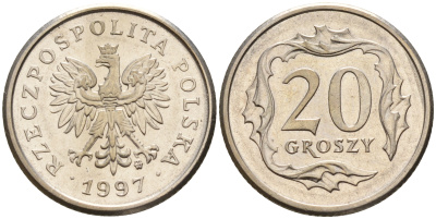 Польша 20 грошей 1997 MW KM 280 медно-никель    4564-464