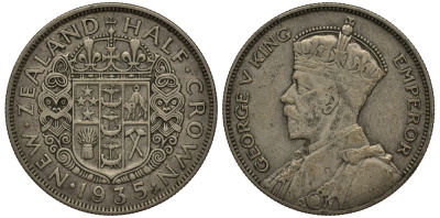 Новая Зеландия 1/2 кроны 1935 Георг V (1910-1936) KM 5 серебро 272-921