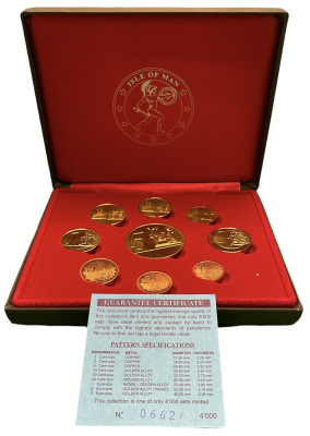 Остров Мэн евронабор из 9 монет (с 5 евро) 2004 пробники, PROBA, в оригинальной коробке, с сертификатом    PROOF  4-3-4-03