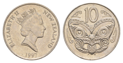 Новая Зеландия 10 центов 1997 KM 61 медно-никель 4182-236