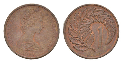Новая Зеландия 1 цент 1985 Елизавета II (1952-2022), лист папоротника KM 31.2 бронза 4655-1138