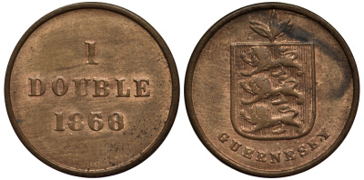 Гернси 1 дабл (дубль) 1868 KM 10 бронза 1524-1213