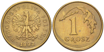 ПОЛЬША 1 ГРОШ 1992 MW KM 276 латунь 4549-211