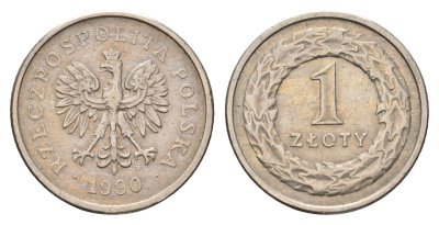 Польша 1 злотый 1990 Y 282 медно-никель 4675-242