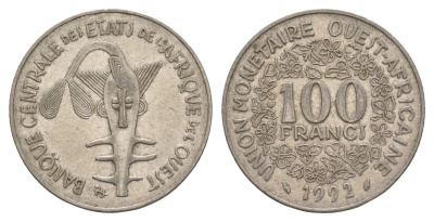 Западная Африка (BCEAO) 100 франков 1992 KM 4 никель 4656-932