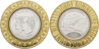Испания 12 евро 2007 Карлос и София, 50 лет подписания Римского договора KM 1129 серебро UNC 1085-3-32