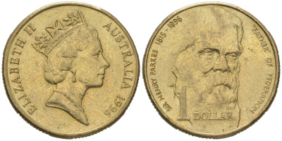Австралия 1 доллар 1996 100 лет со дня смерти сэра Генри Паркса KM 310 алюминиевая бронза aUNC 4620-723