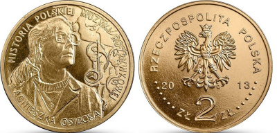 Польша 2 злотых 2013 MW, история польской музыки, Агнешка Осецкая KM 883 нордик UNC 4514-627