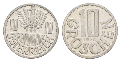 Австрия 10 грошей 1978 KM 2878 алюминий 4147-344