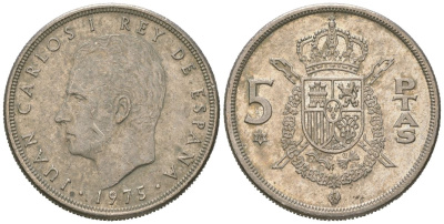 Испания 5 песет 1975 (78), Хуан Карлос I (1975-2014) KM 807 медно-никель 4612-1121