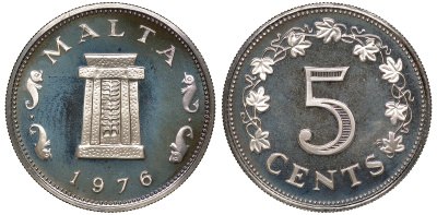 Мальта набор из 9 монет 1976 в оригинальной коробке с сертификатом KM PS2 PROOF 7-7-15