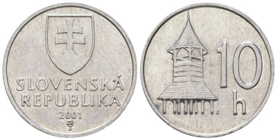 Словакия 10 геллеров 2001 MK KM 17 алюминий aUNC 4164-467