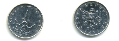 ЧЕХИЯ 1 КРОНА 1993 KM 7 сталь плакированная никелем 89-1621