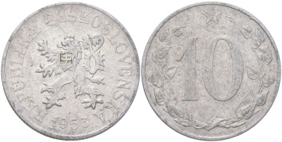 Чехословакия 10 геллеров 1953 KM 38 алюминий 4613-1041