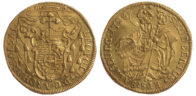 Австрия, Зальцбург 1 дукат 1728 Fb. 849 золото 00-000-00