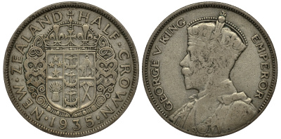Новая Зеландия 1/2 кроны 1935 Георг V (1910-1936) KM 5 серебро 272-914