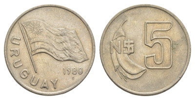 Уругвай 5 песо 1980 KM 75 медь цинк никель 4637-153
