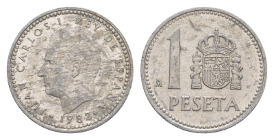 Испания 1 песета 1982 M, Хуан Карлос I (1975-2014) KM 821 алюминий 4623-729